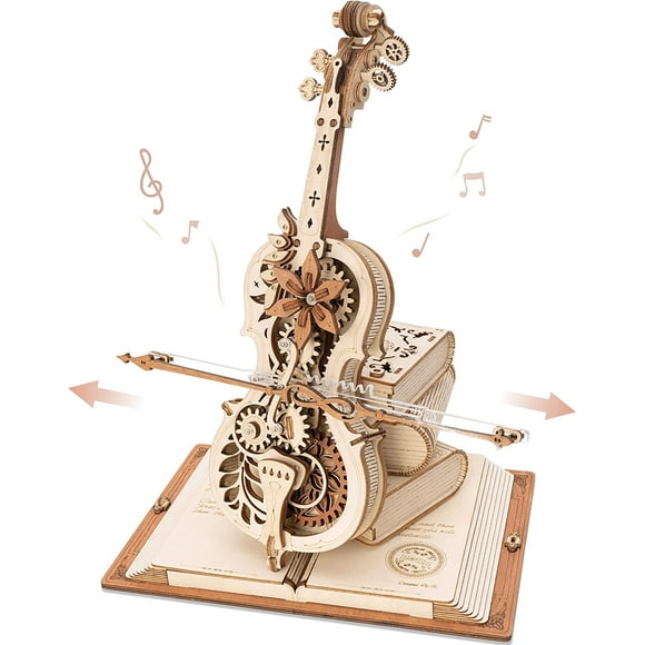 1pcs 3D Wooden Puzzle, Cello Music Box, Model Building Kits for Adults, Wooden Model Buildable Gear Models