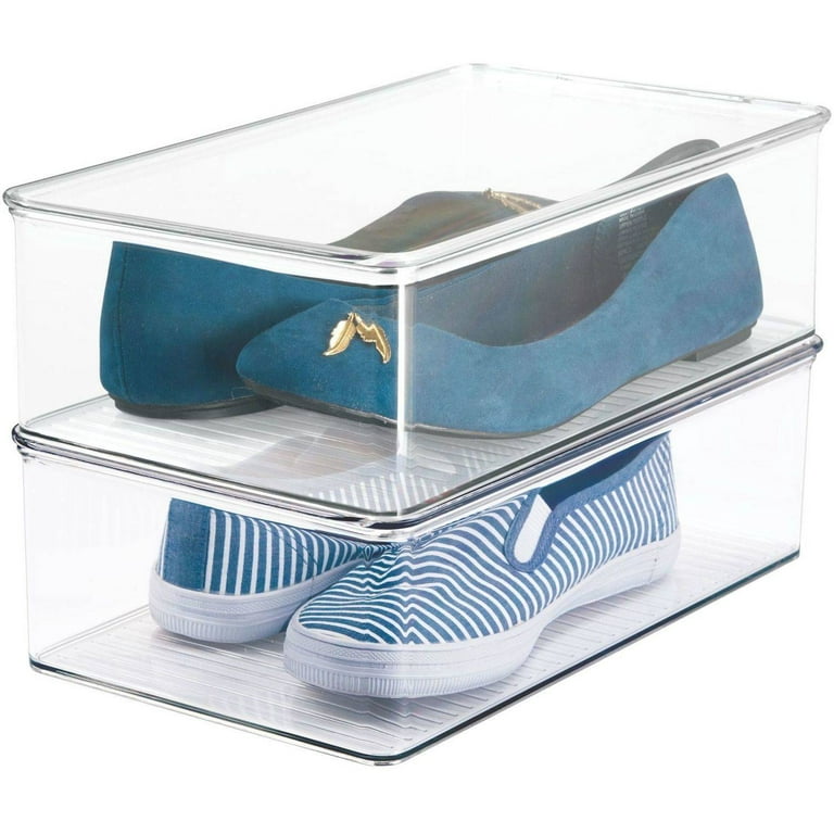 Interdesign Closet Storage Organizer Shoe Box for Flats Athletic Shoes Sandals Clear