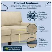 Serta Palisades 73 Track Arm Sofa, Easy Care Polyester, Loveseat or Couch for Small Spaces, Sand Beige