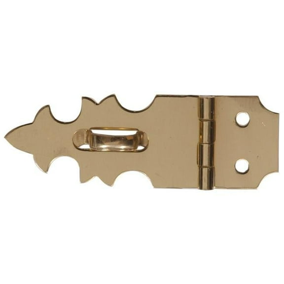 Hillman Group 851421 Carded - Decorative Hasp Hinges, Solid & Brite Brass - 0.625 in.