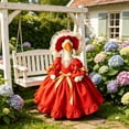 thumbnail image 6 of SHENGXINY Vintage Porch Goose Outfit, Red Princess Dress with Hat for Yard Patio Outdoor Decor 23in, 6 of 7