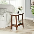 thumbnail image 4 of Noble House Retro Narrow Slate Side Table with Shelf, Slim Farmhouse End Table for Small Spaces, Entryway, Walnut, 4 of 7