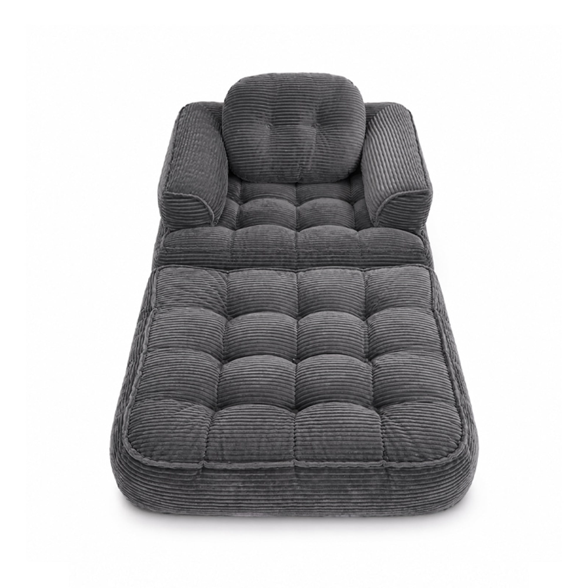 Leumius Folding Sofa Bed, Convertible Sofa Bed with Armrest, Corduroy Boneless Foldable Bed, 2-in-1 Portable Sofa Bed with Pillows for Bedroom, Living Room, Homestay, Game Room Dark Gray