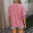 thumbnail image 6 of Tiqkatyck Women Summer Tops, Women's Fashion Short Sleeve Solid Color Loose V Neck Bat Sleeve Casual T Shirts, Shirts for Women Pink XL, 6 of 6
