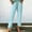 Light Blue women's capri pants with pockets a1, variant on Cagogo Women's Straight Leg Capri Pants with Pockets Elastic Waist Casual Solid Vacation Trousers Summer Beach Cropped Lounge Travel Clothes, Light Blue XL
