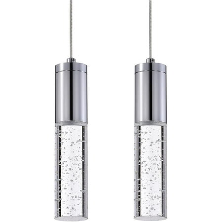 

Pendant Lights Integrated LED 3000K Warm Light Pendant Light Fixtures Upgrade Durable Pendant Lighting for Kitchen Island Premium Bubble Glass Chromed Finished Modern Pendant Light 2 Pack