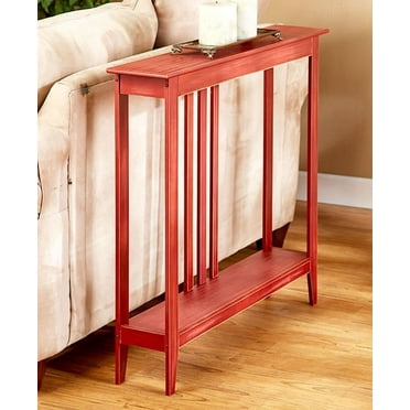 Slim Entryway Home Accent Table with Antique Finish - Country Red