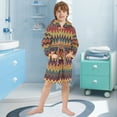 thumbnail image 5 of FORMRS Niños Bathrobe Unisex Hooded Robe Soft Plush Pajamas Sleepwear, Size 2-3T, Brown Geometric, 5 of 7