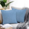 thumbnail image 2 of Blue Throw Pillow Covers 20x20 Inch Set of 2, Farmhouse Burlap Solid Blue Color Modern Linen Texture Waterproof Outdoor Pillow Covers, Decorative Cushion Pillowcases for Couch, Sofa, Bed, Patio, 2 of 9
