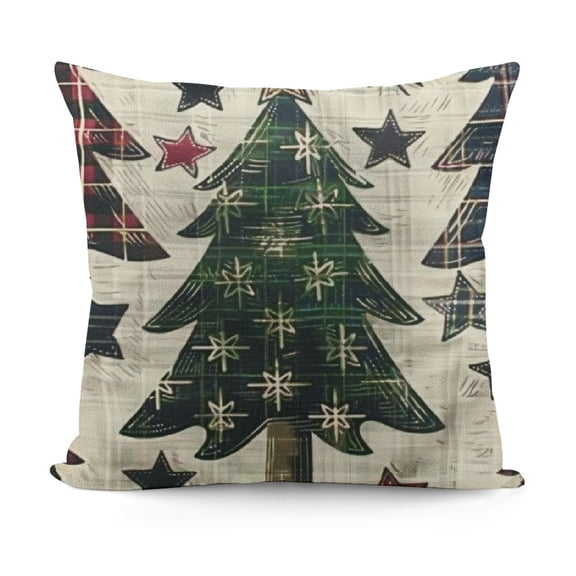 YINGXI Pillow Covers, Red Green Blue Tree Rustic Winter Decorative Throw Pillow Cases Outdoor Linen Cushion Cover Farmhouse Sofa Couch Bed Decor 12x12in
