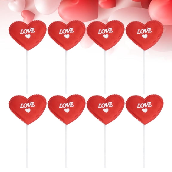 LOLIPPYY 24Pcs Red Party Cake Picks Heart Shape Creative Design Safe for Cupcake and Cake Decoration