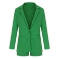 thumbnail image 4 of Aboser Women Suits 2 piece Fashion Suits with Blazer Casual Solid Long Sleeve Blazer with Shorts Pants Button Business Jacket, 4 of 8