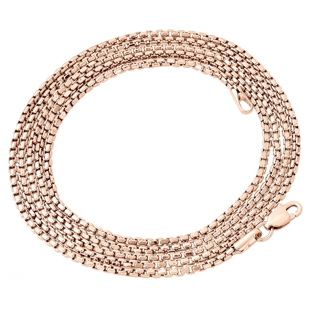 10K Rose Gold Mens Ladies 1.5MM Rounded Venetian Box Chain Necklace 18 Inches