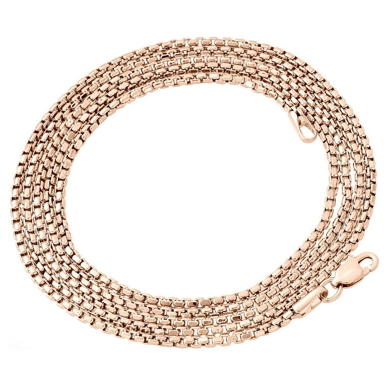10K Rose Gold Mens Ladies Rounded Venetian Box Chain - Main Image