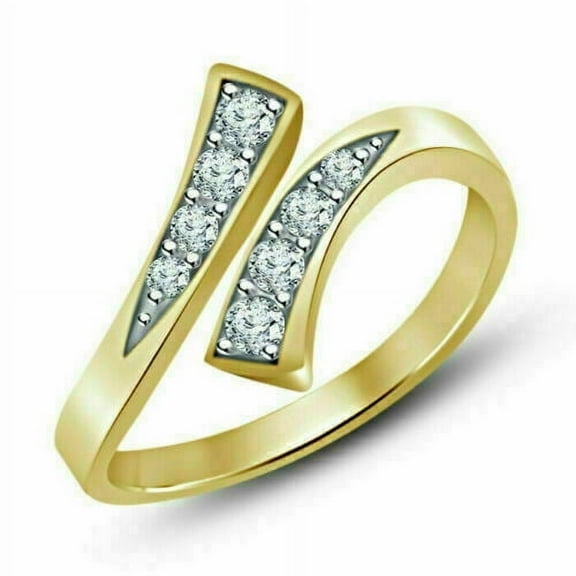 0.50 Tcw Lab Created Diamond Adjustable Bypass Toe Ring 10K Yellow Gold Finish Silver