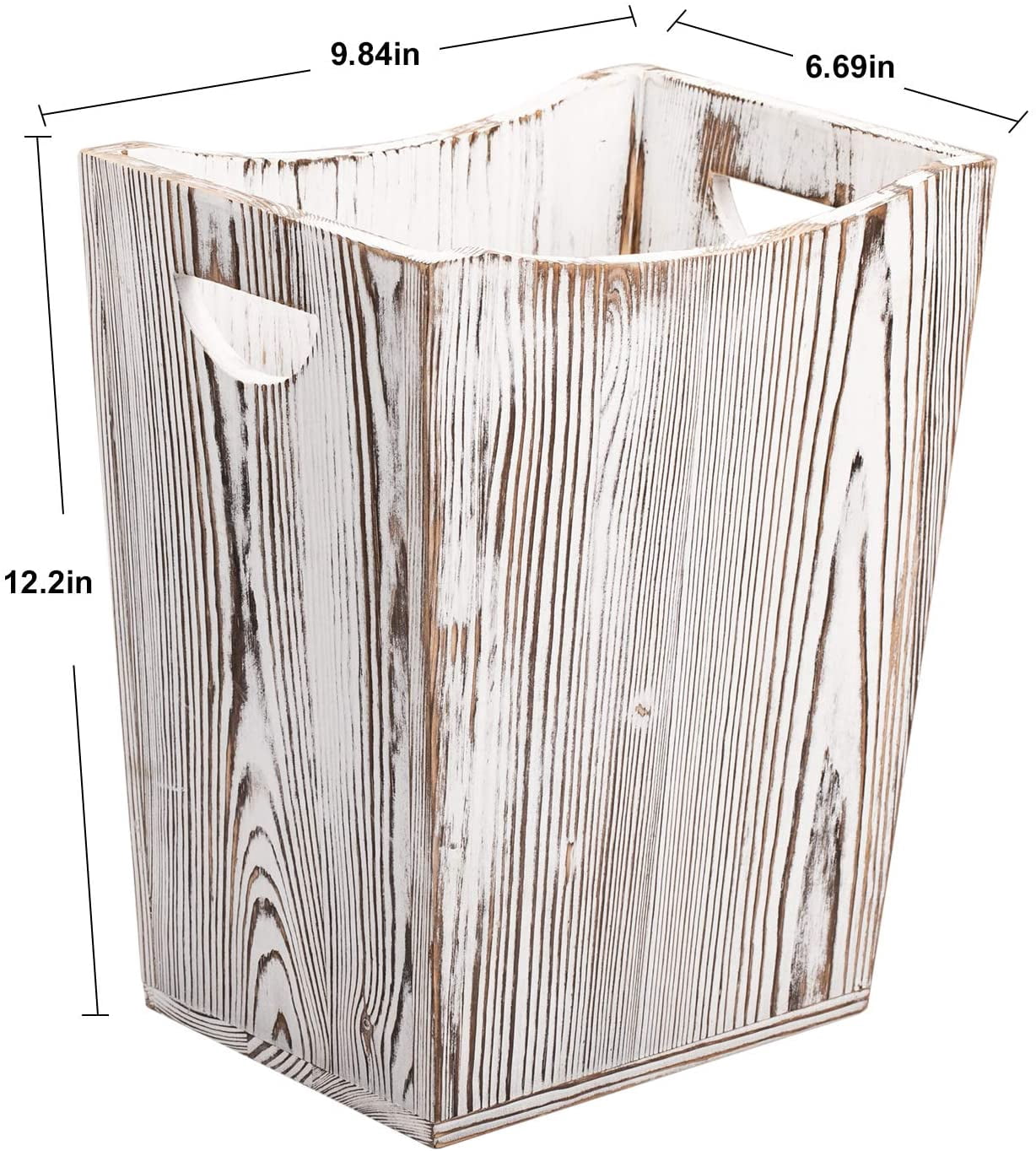 NEX Wood Trash Can, Rustic Farmhouse Style Wastebasket Bin