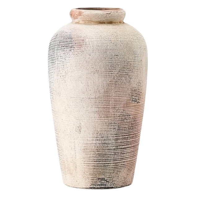 Large Ceramic Rustic Vase, 11 inch Minimalist Decorative Farmhouse Tall Vase for Home Decor