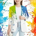 thumbnail image 2 of TIEVOSA Boys Girls' IColorful Sp Lashed Ink Printed Personality Suit Jacket for 13-14Years(White), 2 of 4