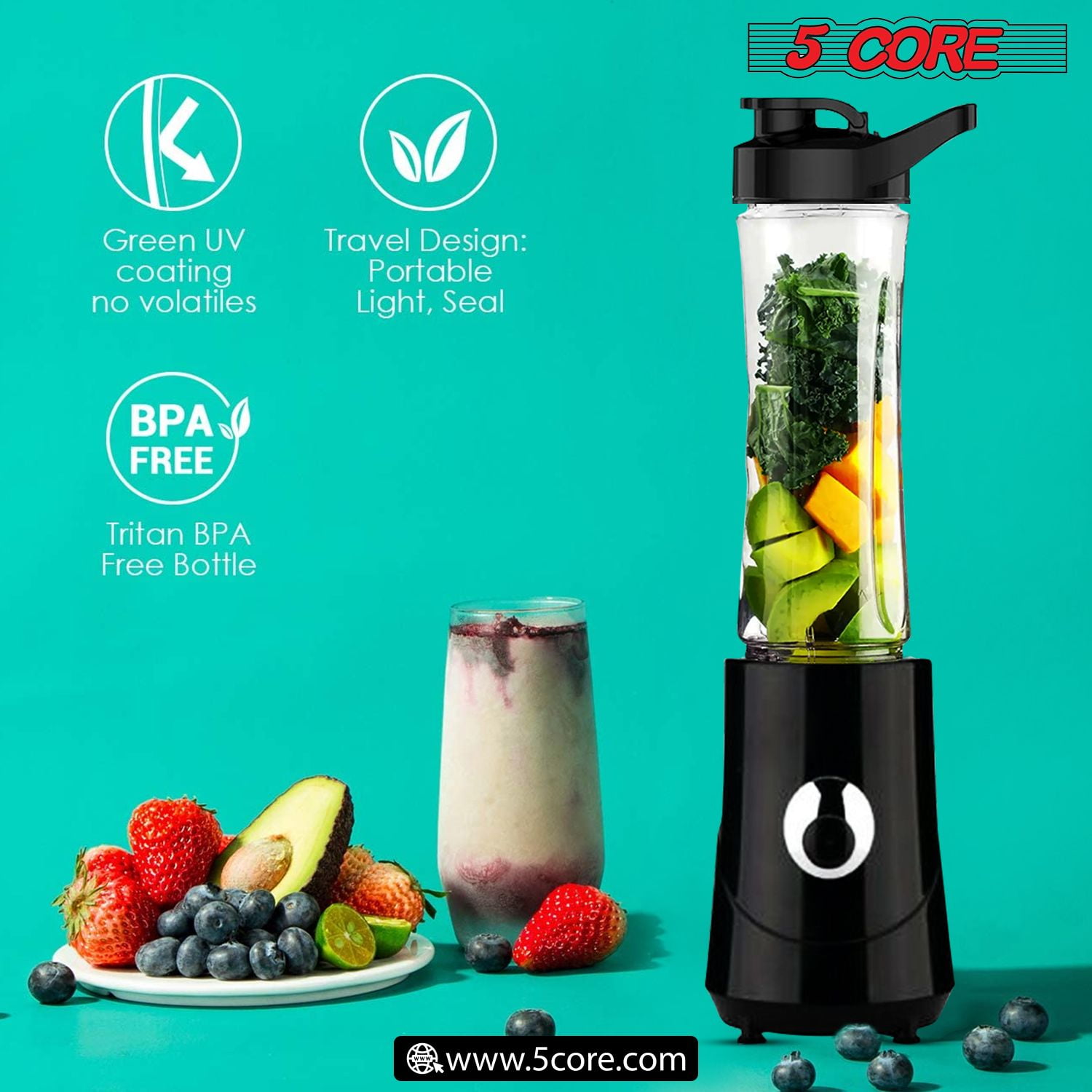 Dropship 5 Core Smoothie Blender Personal Blender For Shakes And Smoothies  300W Powerful Food Processor With 20oz Portable Sports Bottle Single Blend  Easy To Clean BPA Free - 5C 421 to Sell