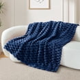 thumbnail image 3 of Whale Flotilla 50"x60" Throw Blanket for Couch with Expanded 3D-Jacquard Pattern, Fuzzy Soft Cozy Exquisite Blankets or All Season, Warm and Fluffy, Navy Blue, 3 of 10