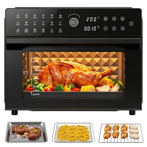Air Fryer Toaster Oven Combo, 18-in-1 Functions, 32QT Capacity, 1800W Convection Oven with 360° Rotisserie, 4-Layer Cooking & Complete Accessories