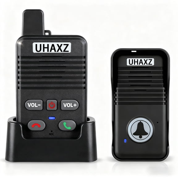 UHAXZ-Full Duplex Wireless Intercom Doorbell, 1000ft Long Range, Hands-Free Intercom Door Bell 2 Way Communication,Intercom for Home(Black1 Pack