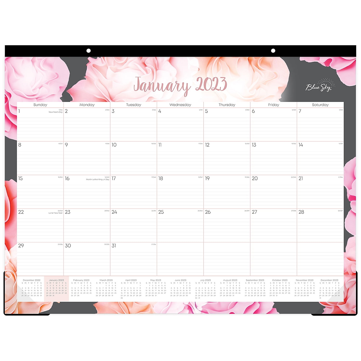 2023 Blue Sky Rosy Pink Joselyn 17'' x 22'' Monthly Desk Pad Calendar (102714-23)