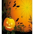 thumbnail image 3 of Spider Web Duvet Cover Set Queen Size, Halloween Themed Composition with Pumpkin Leaves Trees Web and Bats, Decorative 3 Piece Bedding Set with 2 Pillow Shams, Orange Dark Green Black, by Ambesonne, 3 of 3