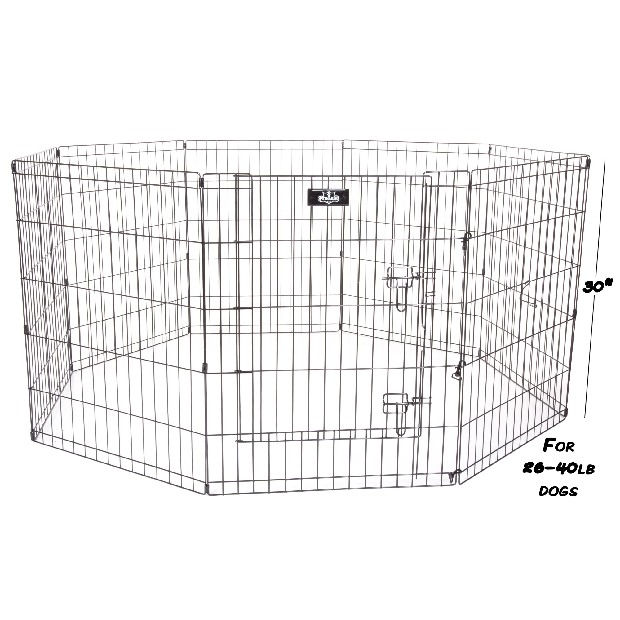 PETMAKER 24x30-Inch Foldable 8-Panel Puppy Playpen with Secure Gate (Black)