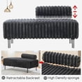 thumbnail image 5 of 49.6" Wide Upholstered Mini Loveseat with Metal Legs, 2-Seater Small Sofa End of Bed Bench Window Ottoman Footrest with Adjustable Back for Living Room Bedroom Entryway Hallway Small Space, Charcoal, 5 of 7