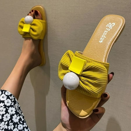 

Binmer Summer New Style Sandals Bow Beach Casual Flat Bottomed Lady s Slippers