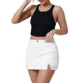 thumbnail image 2 of INSPIRE CHIC Women's Side Slit High Waisted A-Line Mini Denim Skirts 2XL White, 2 of 6