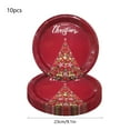thumbnail image 3 of Vrorvz 10 Pack Tree Themed Long Lasting Disposable Tableware Set Christmas Plates Christmas Paper Plates Suit for Parties and Home Use 9.1in Red, 3 of 6
