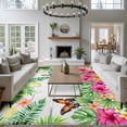 thumbnail image 3 of Tropical Spring Area Rugs 6'x9', Washable Small Throw Rugs for Kitchen Dining room, Floral Leaves Butterflies Gray Wooden Indoor Outdoor Rug Non-Slip Low Pile Carpet Runner Reversible Floor Mats, 3 of 8
