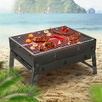 Foldable Charcoal BBQ Grill Stainless Steel Grill Net Easy Setup