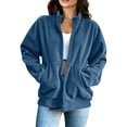 thumbnail image 6 of TGSLY Corduroy Sweatshirt for Women Casual Full Zip Front Long Sleeve Jacket Oversized Fit Stand Collar Solid Color Fall Coat with Pockets XL, 6 of 8