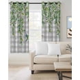 thumbnail image 2 of Spring Plants Blackout Curtains for Bedroom Living Room Darkening Curtains 54 Inch Long Watercolor Leaves Birds Flowers Gray Plaid Short Curtain for Small Window Treatment Grommet Drapes 42"x54"x2, 2 of 9
