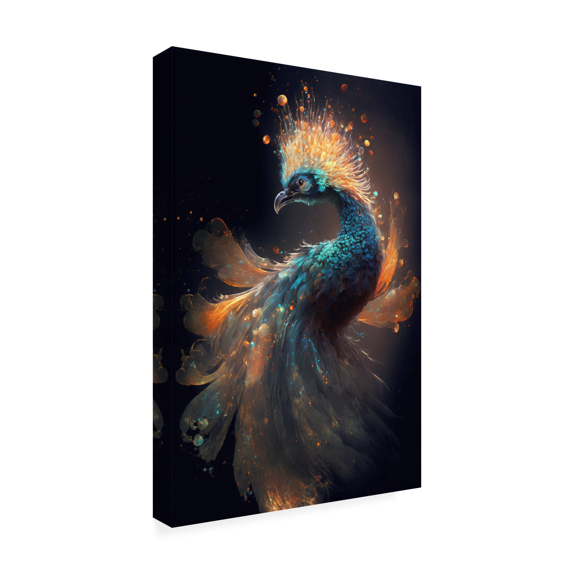 Canvas Wall Art - Ray Heere 'Proud Peacocks 24' Wall Art for Living Room, Bedroom, or Office Décor by Trademark Fine Art - 16 x 24 Inches
