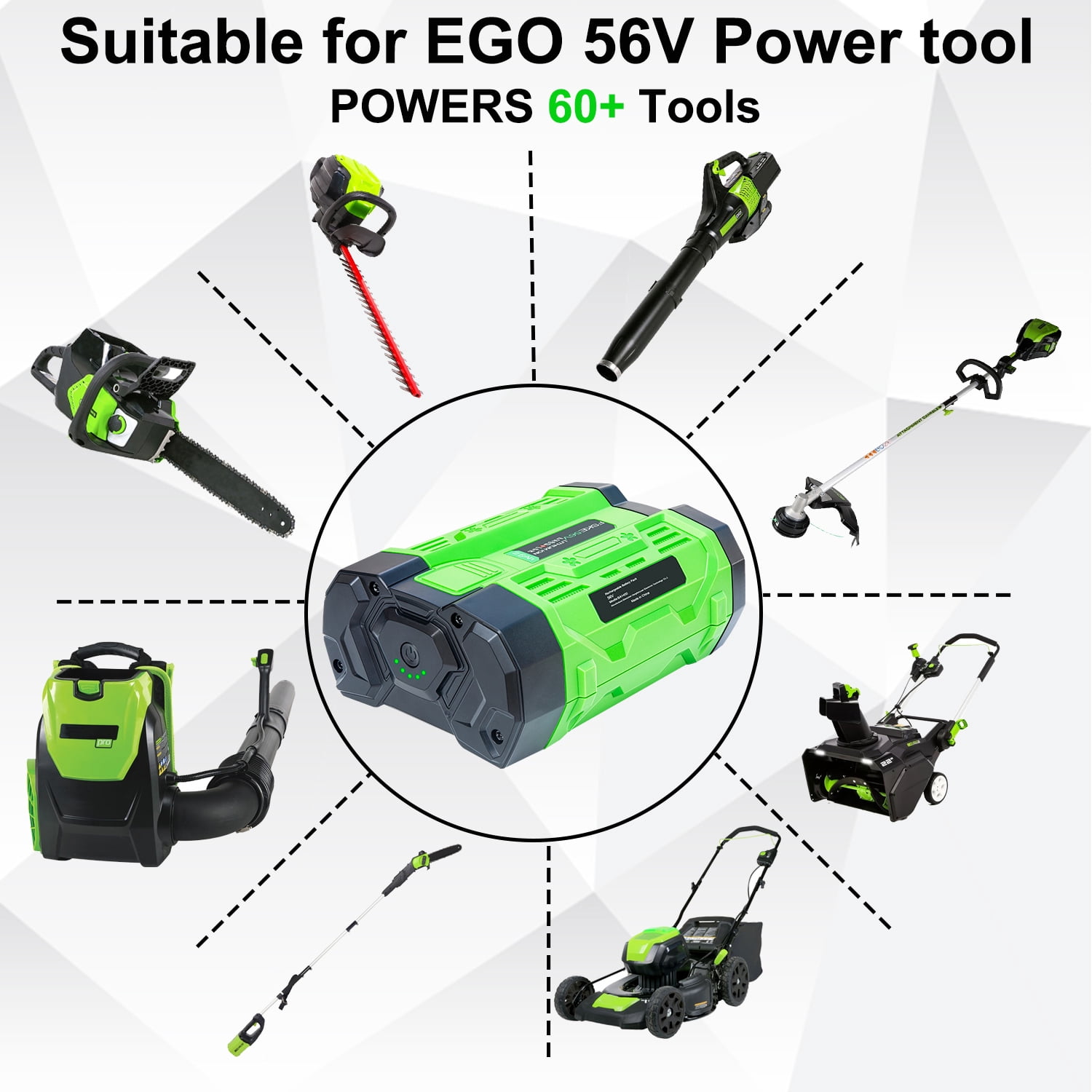 FSKE Replacement for EGO 56V Battery BA1400 BA2800, 56 Volt 2.6Ah Batteries Lighter Than 5AH (Easy to Carry, and not Tiring)