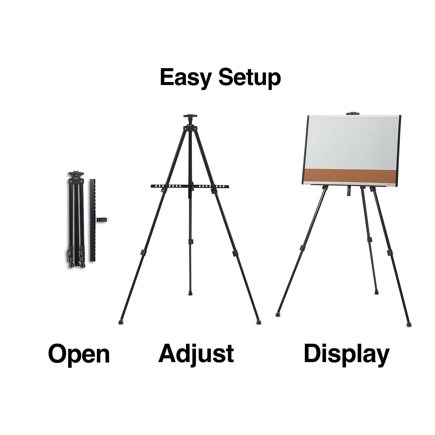 Staples Tripod Display Easel 63" Black Aluminum 2/Pack ST28070/28070VS