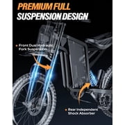 Peak 3000W Electric Dirt Bike for Adults,60V 25Ah,Max 100Miles & 37Mph App & Anti-Theft Electric Motorcycle,20’’Off Road Tires E-Mountain Bike