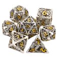 thumbnail image 1 of Juego de dados Dnd de metal, dados de dragón únicos poliédricos huecos, juego de dados de mazmorras y dragones, regalos D&D, juego de dados de rol, 7 Cps con caja de regalo, juegos de mesa, tarjeta Pa, 1 of 5