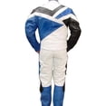 thumbnail image 2 of Perrini 2 PC Genuine Leather Motorbike Motorcycle Drag Racing Suit Blue with Metal Waist Zipper, 2 of 4