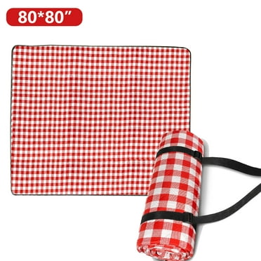 Checkered Blanket, 80''x80'' Picnic Blanket Extra Large Waterproof, Outdoor, Blanket Sandproof Beach Blanket, Camping on Grass Accessories Couple Ideas Wedding Registry Gifts, Red