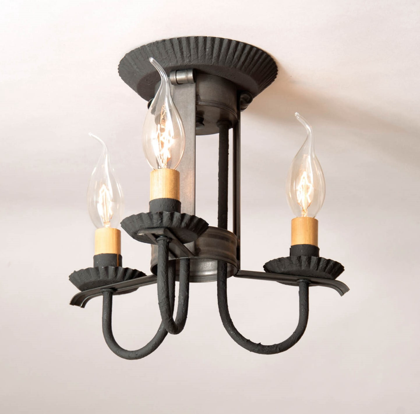 Irvins Country Tinware 3 Light Amherst Ceiling Light in Kettle Black