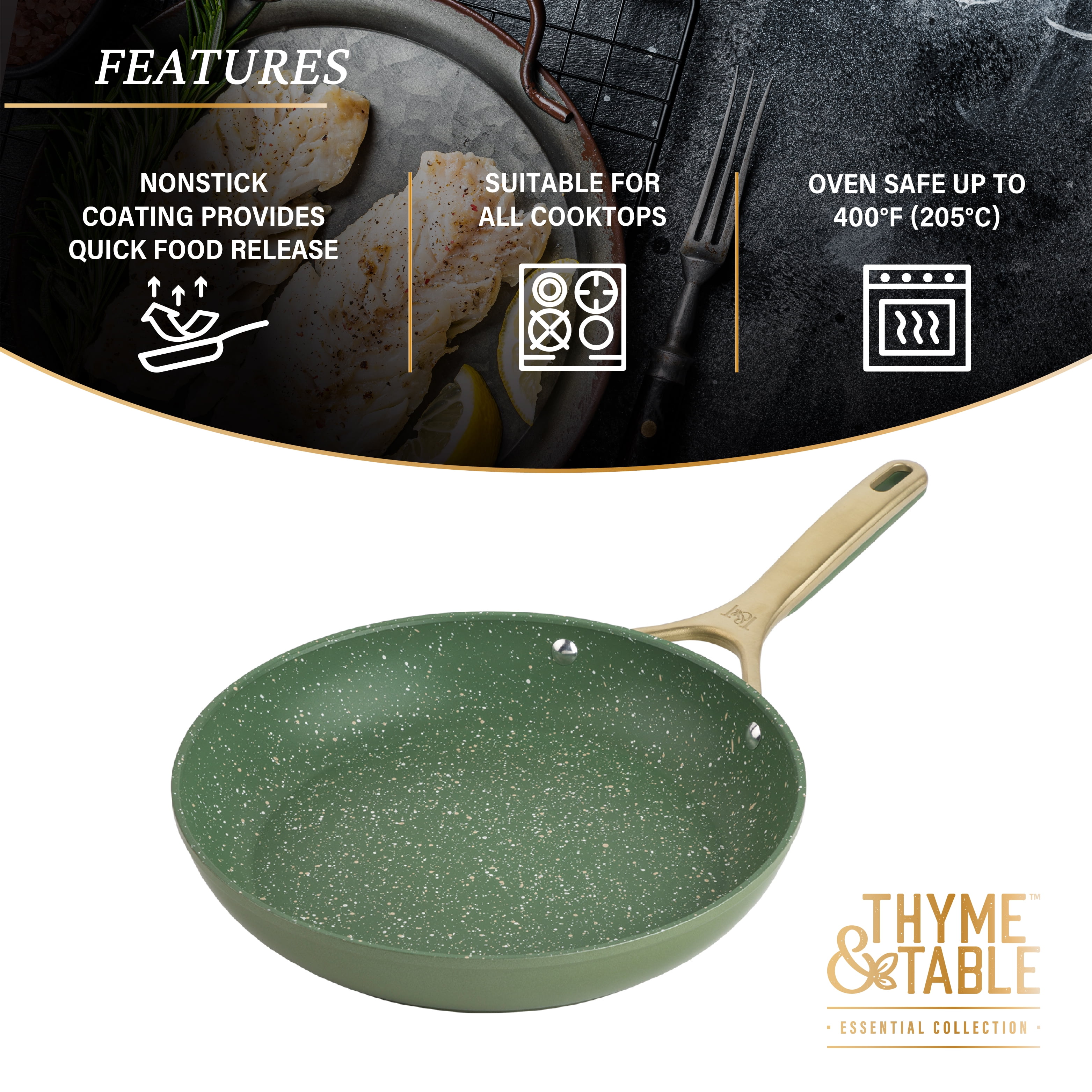 Thyme & Table Nonstick 12 Piece Supreme Cookware Set, Cream
