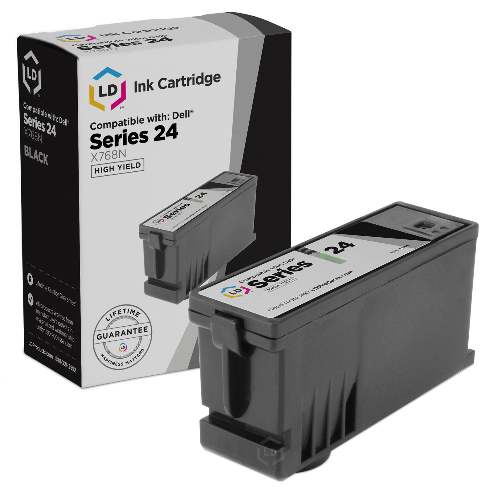 2 Black, 1 Color, 3-Pack LD Compatible Ink Cartridge Replacement for Dell Series 24 High Yield 