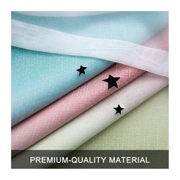 Star Curtains Stars Blackout Curtains for Kids Girls Bedroom Living Room Colorful Double Layer Star Window Curtains, 1 Panel (53