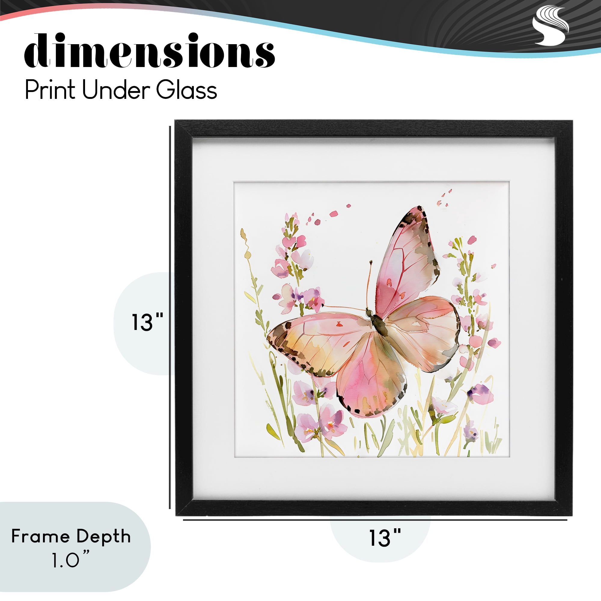 Stupell Industries Colorful Spring Butterfly Pink Black Framed Print Under Glass, design by Creative Studio