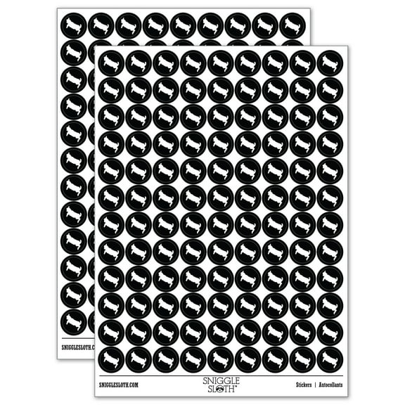 Baby Goat Jumping Playing 200  Round Stickers - Black - Gloss Finish - 0.50" Size